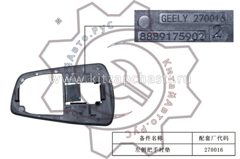 ПРОКЛАДКА РУЧКИ ДВЕРИ ПЕРЕДНЕЙ ЛЕВОЙ GEELY MONJARO KX11 5077090600